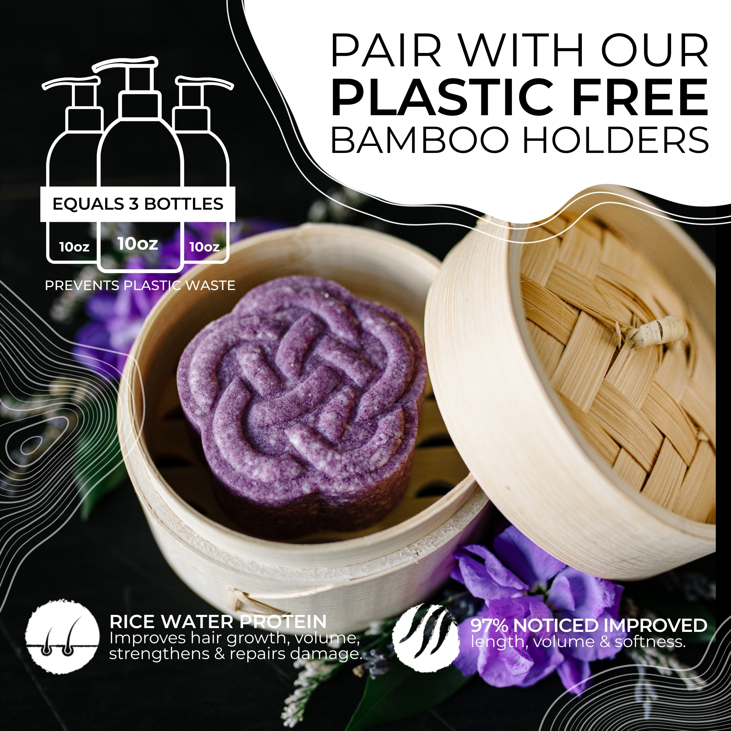 Biotin Purple-Toning Shampoo Bar for Blonde & Gray Hair | Lavender Scented