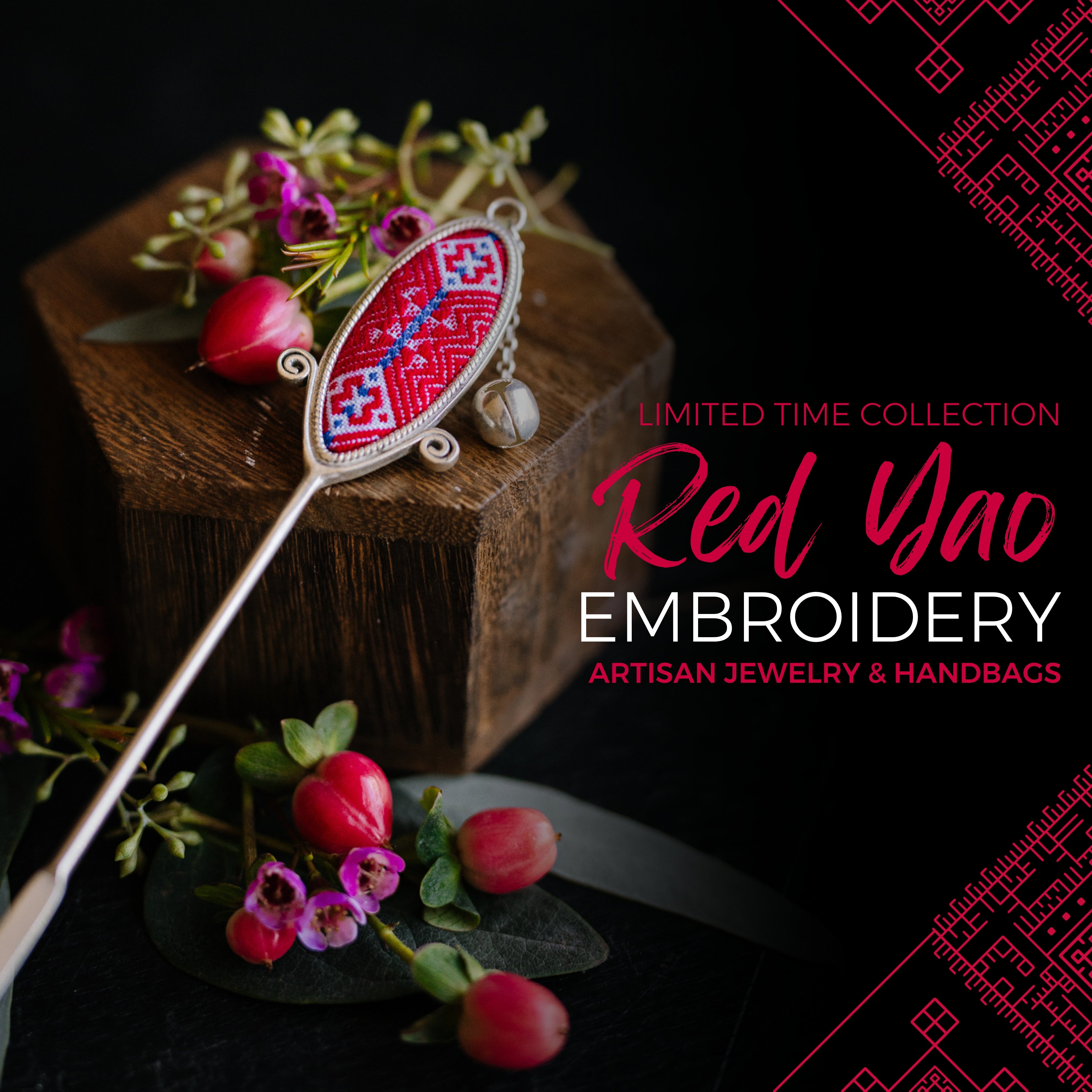 LIMITED Red Yao Embroidered Hair Pin