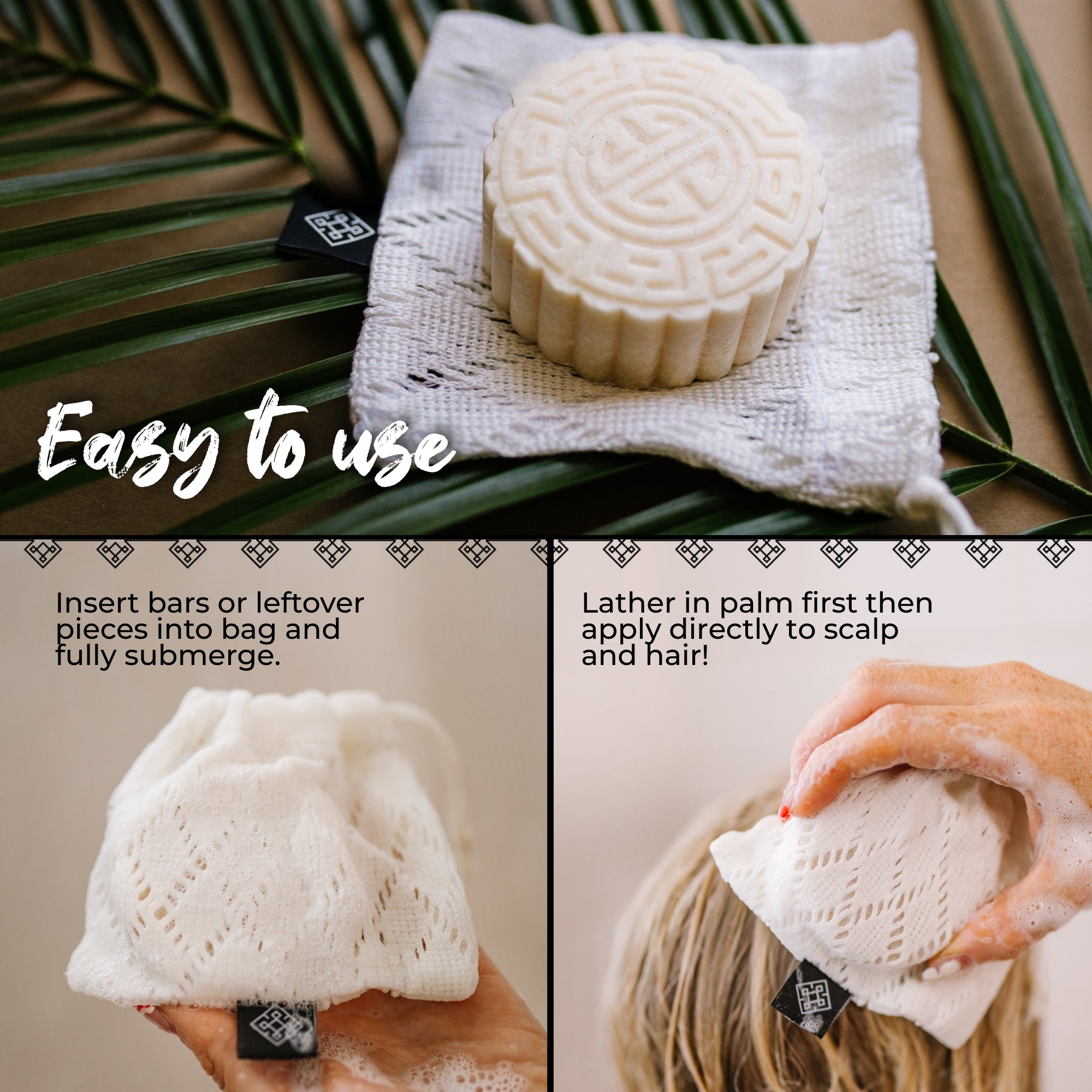 LIMITED White Shower Soap Bag | Bamboo Fabric