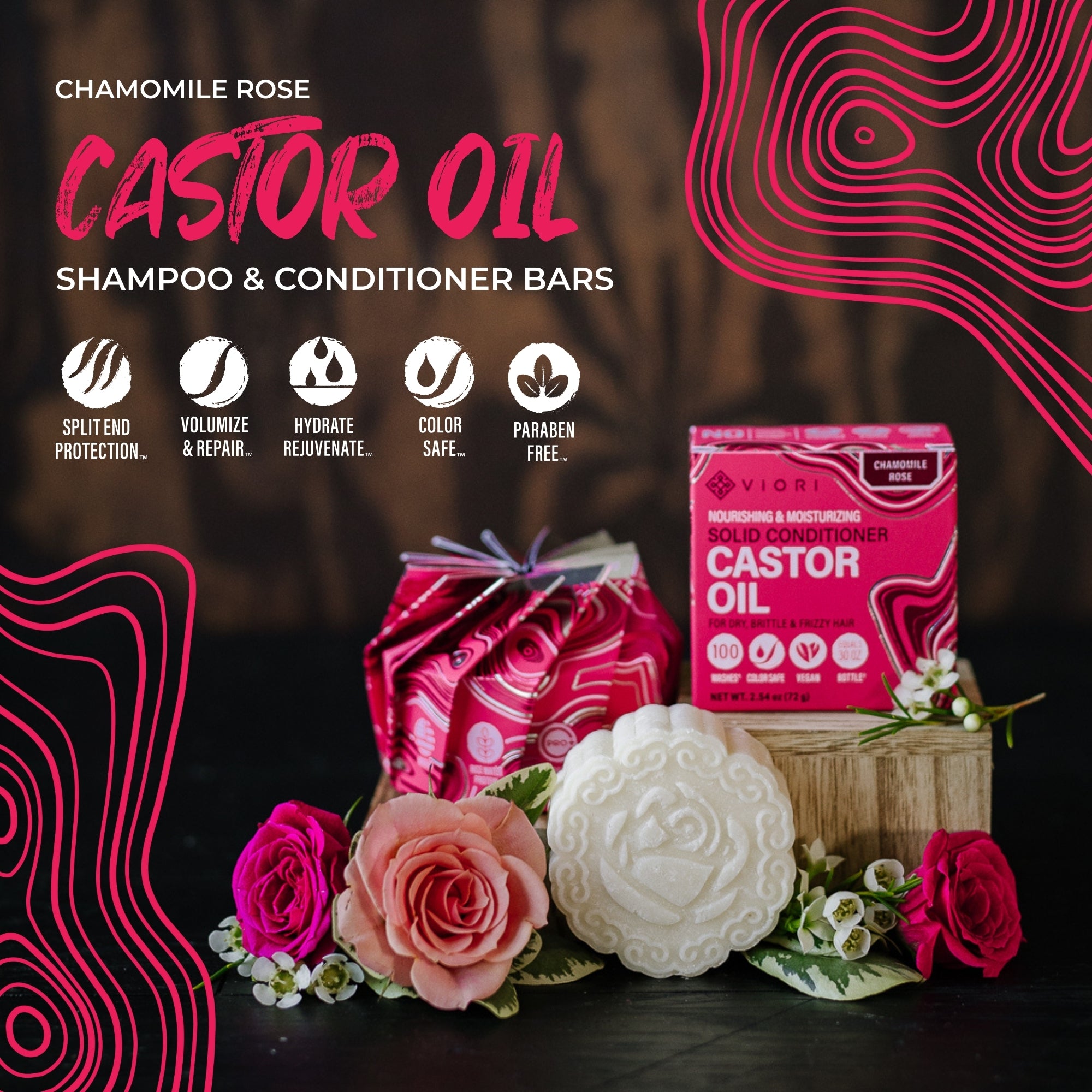 Castor Oil Conditioner Bar for Ultra-Hydrating | Chamomile Rose