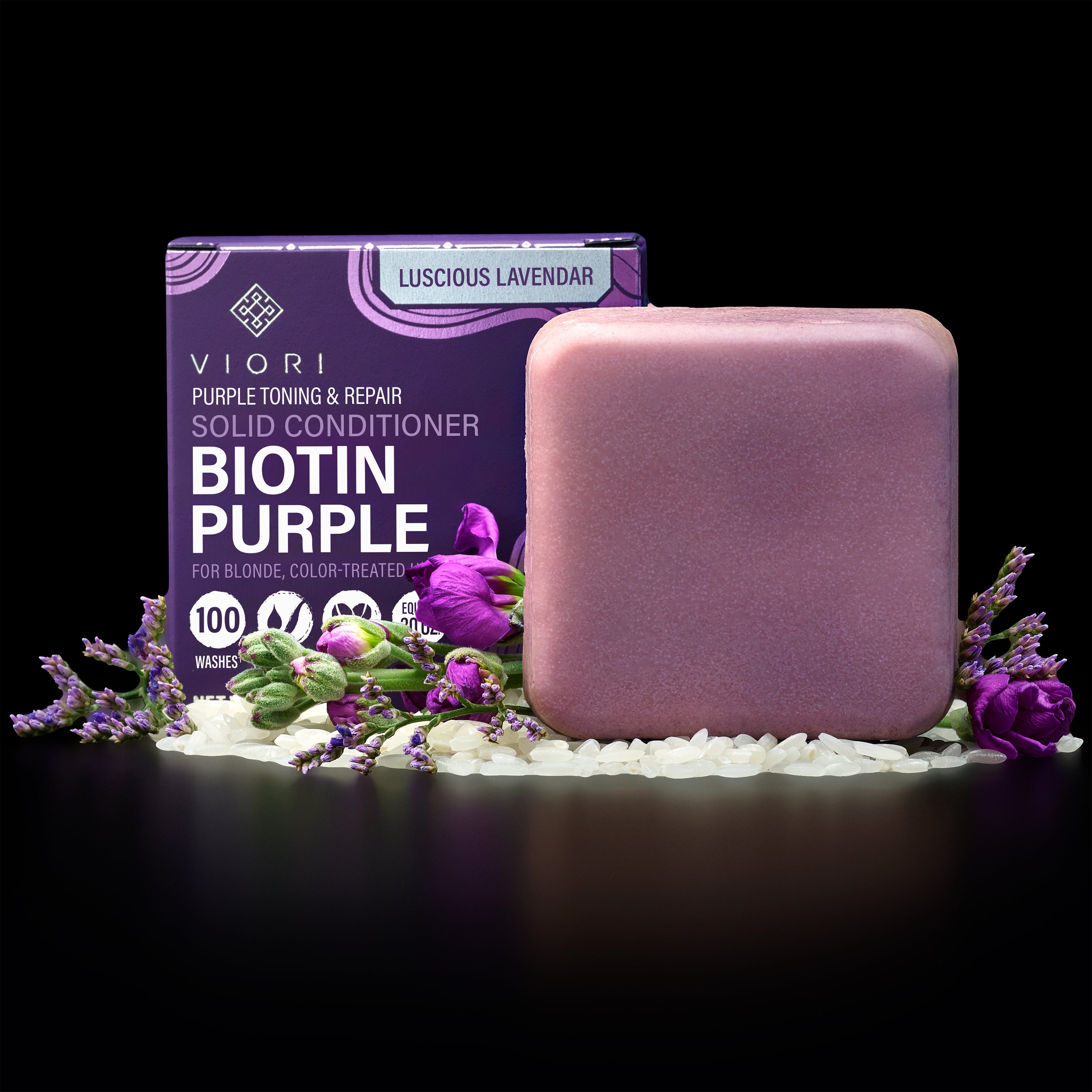Biotin Purple-Toning Conditioner Bar for Blonde & Gray Hair | Lavender Scented