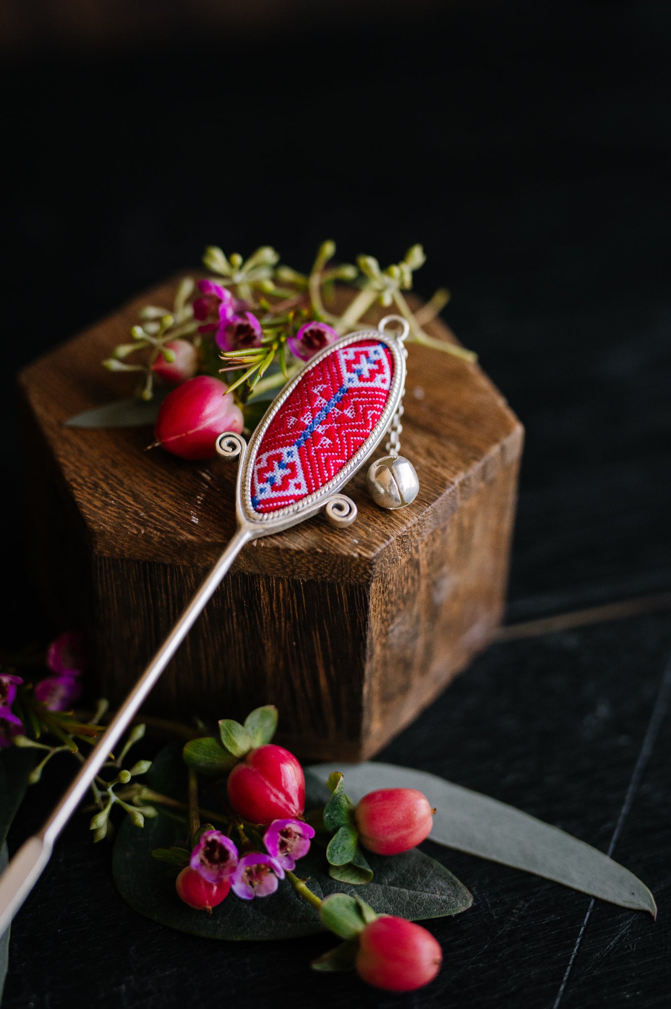 LIMITED Red Yao Embroidered Hair Pin image