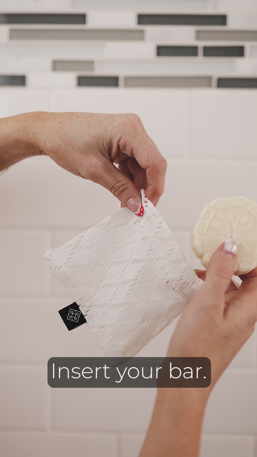 LIMITED White Shower Soap Bag | Bamboo Fabric image